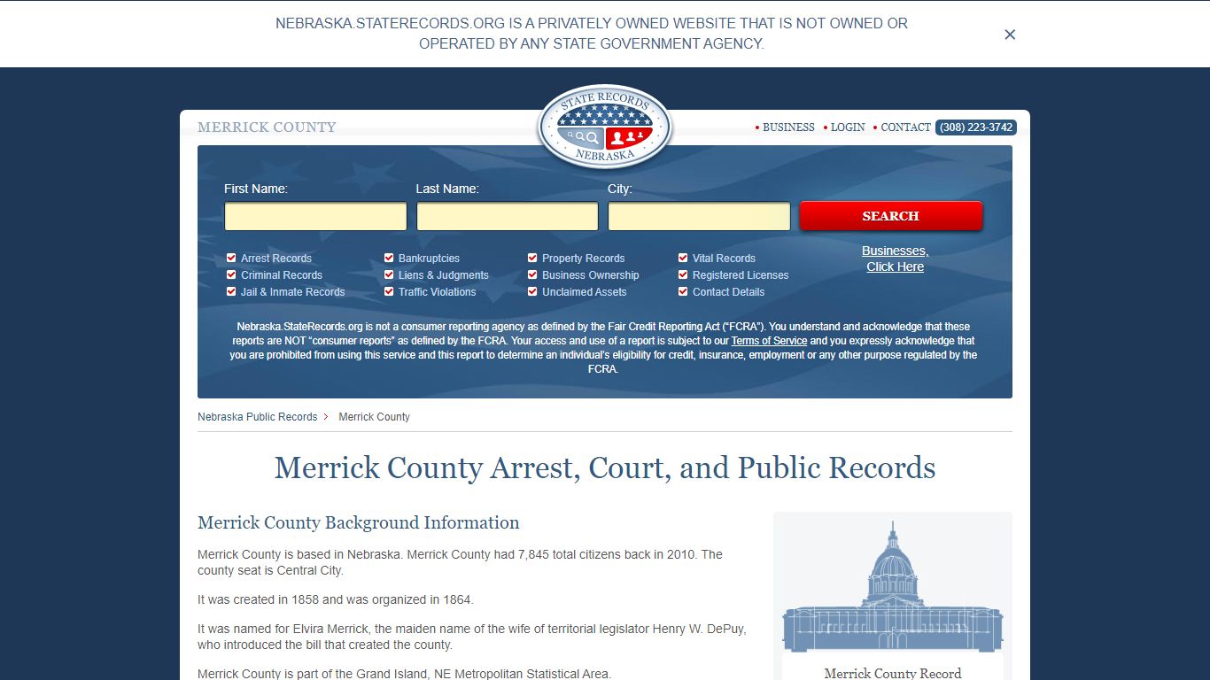 Merrick County Arrest, Court, and Public Records