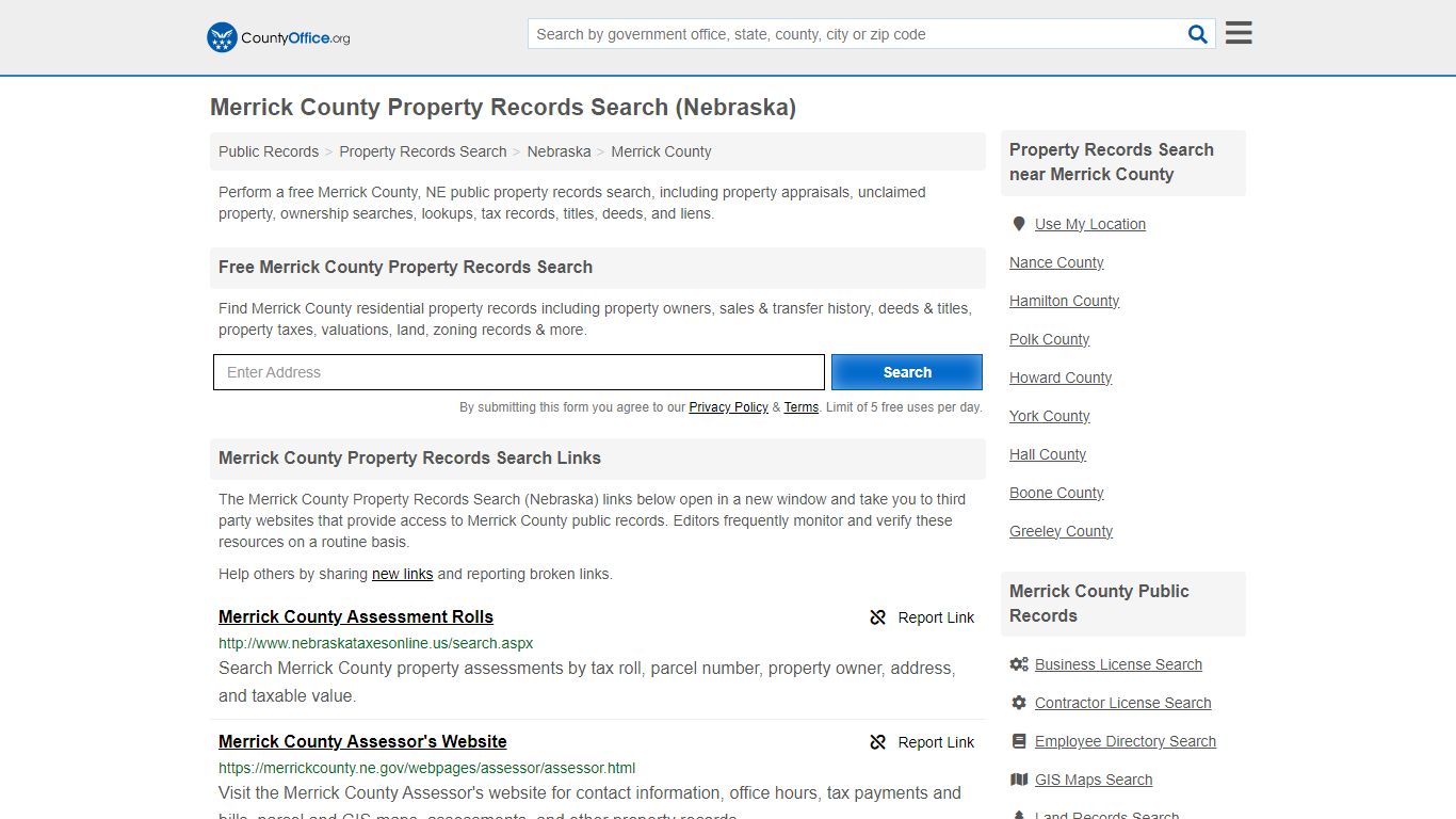 Merrick County Property Records Search (Nebraska) - County Office