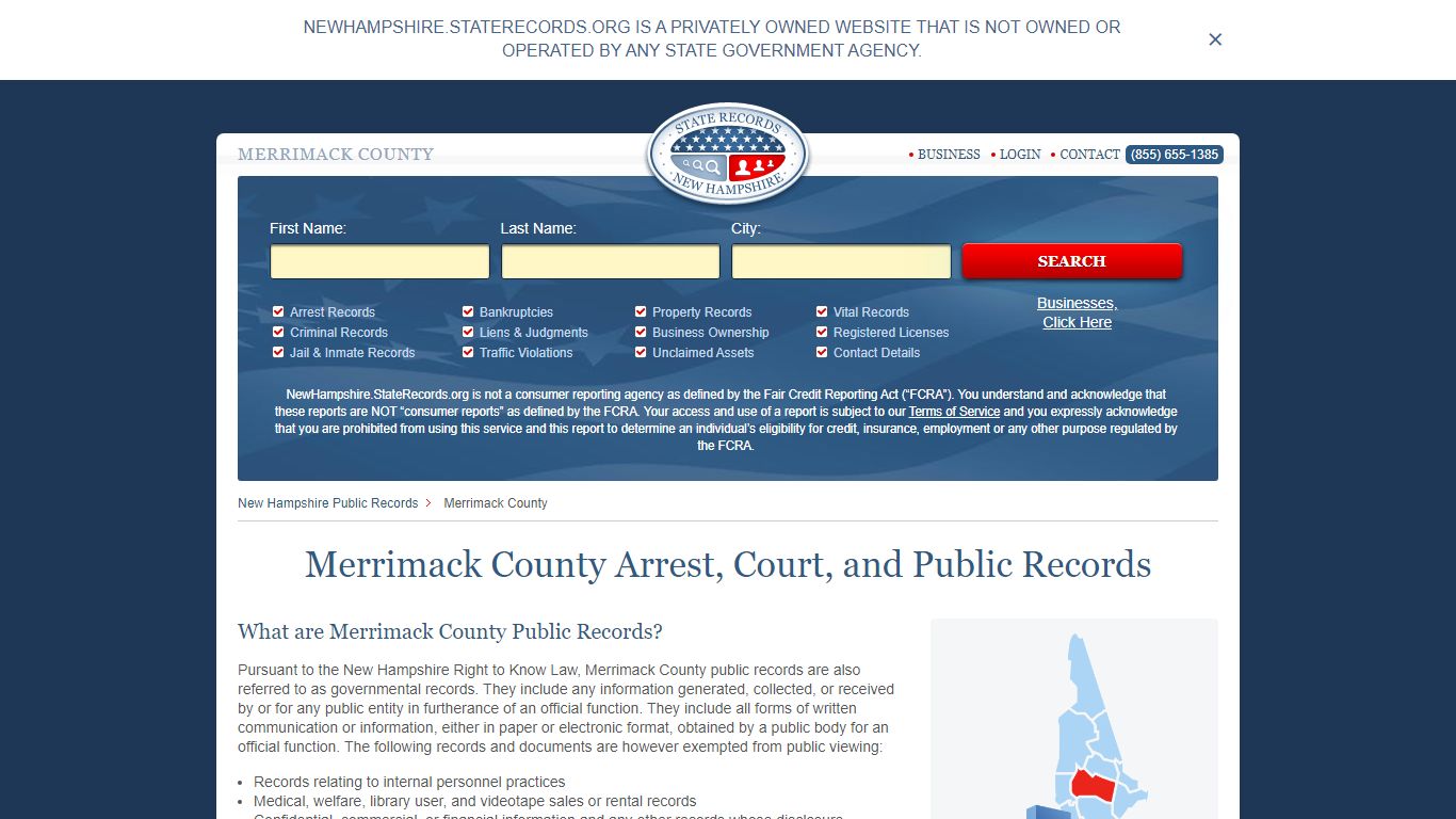 Merrimack County Arrest, Court, and Public Records